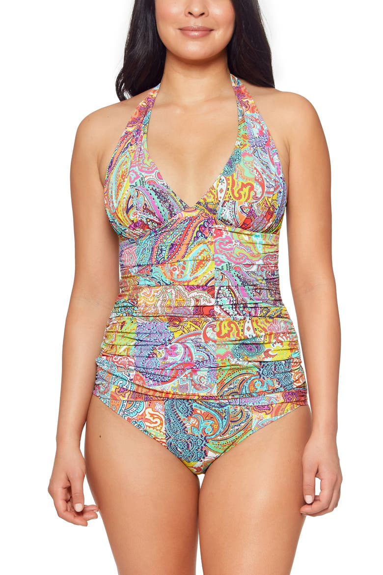 Halter Tankini Top, Main, color, MULTI