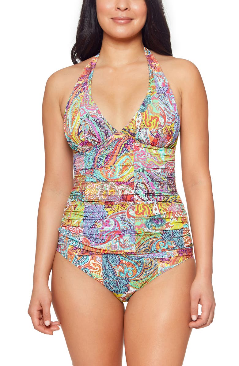BLEU by Rod Beattie Halter Tankini Top, Main, color,