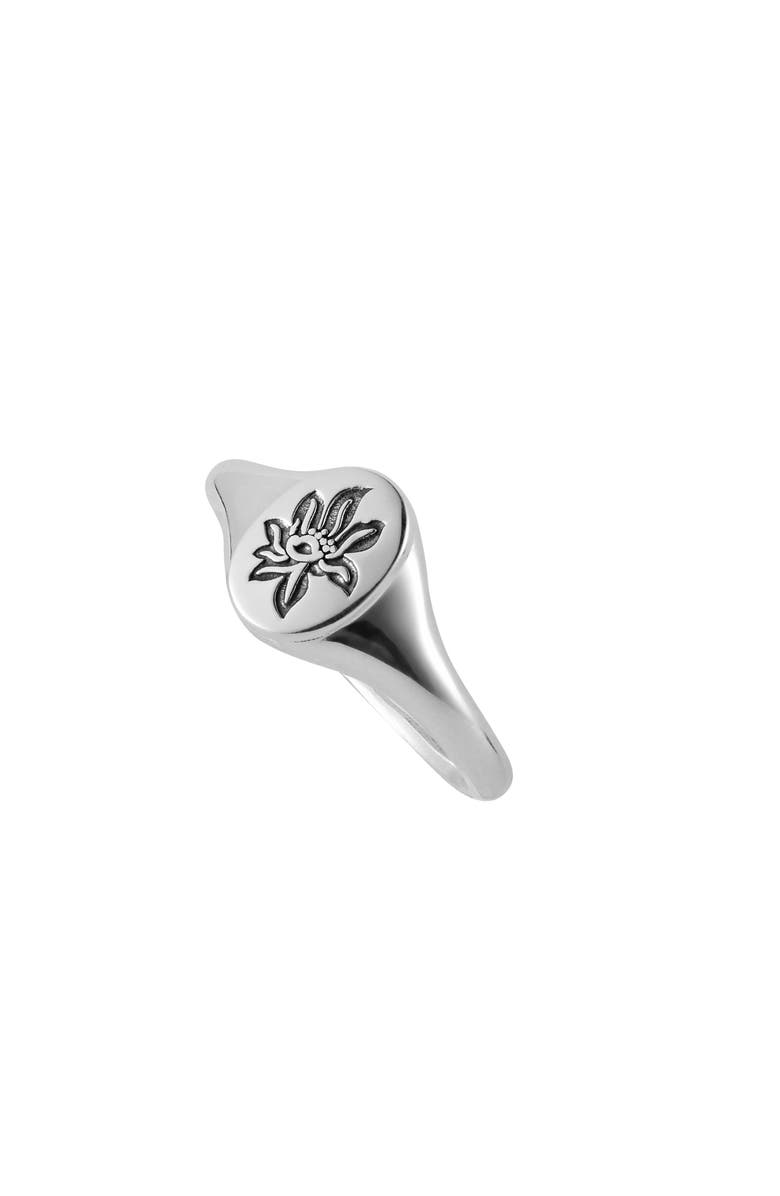 LOUPN Lotus Signet Ring, Main, color, Silver