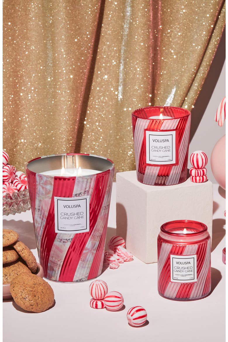 Crushed Candy Cane Boxed Classic Candle, Alternate, color, RED & WHITE
