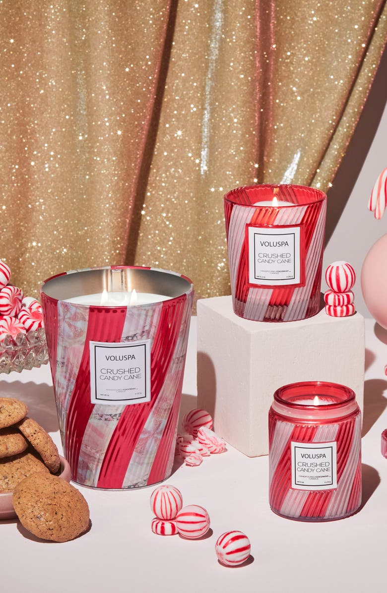 Voluspa Crushed Candy Cane Boxed Classic Candle, Alternate, color, Red