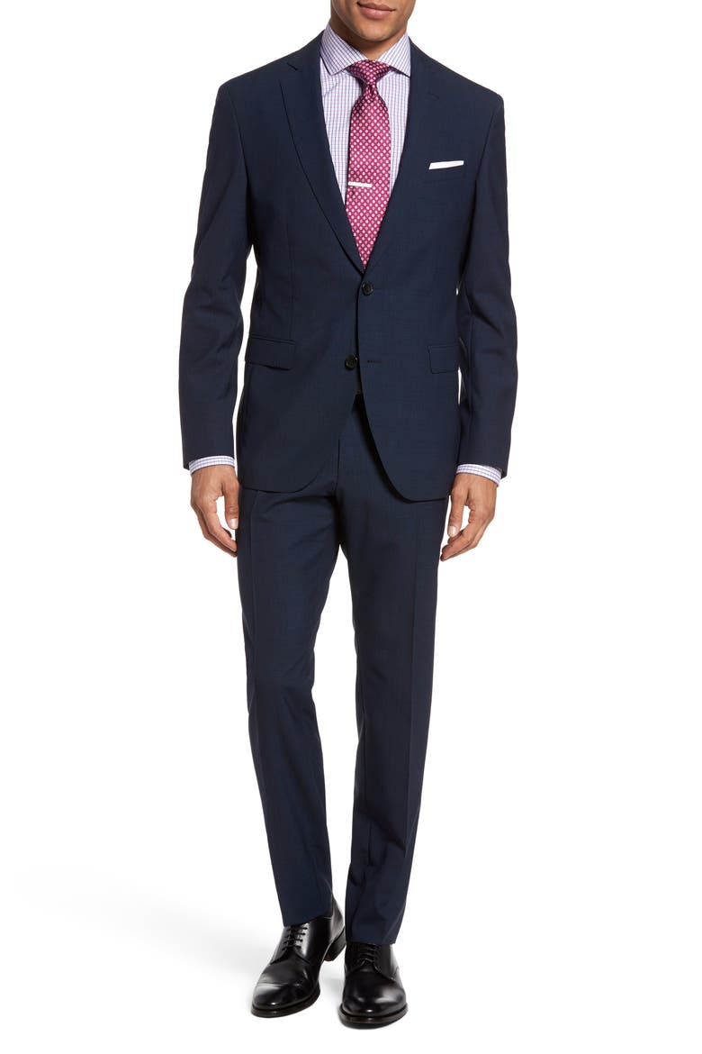 Reyno/Wave 12 Extra Trim Fit Houndstooth Wool Suit, Main, color, NAVY