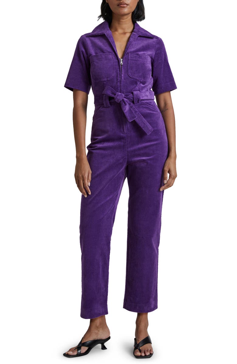 & Other Stories Zip Front Corduroy Jumpsuit, Main, color, Purple