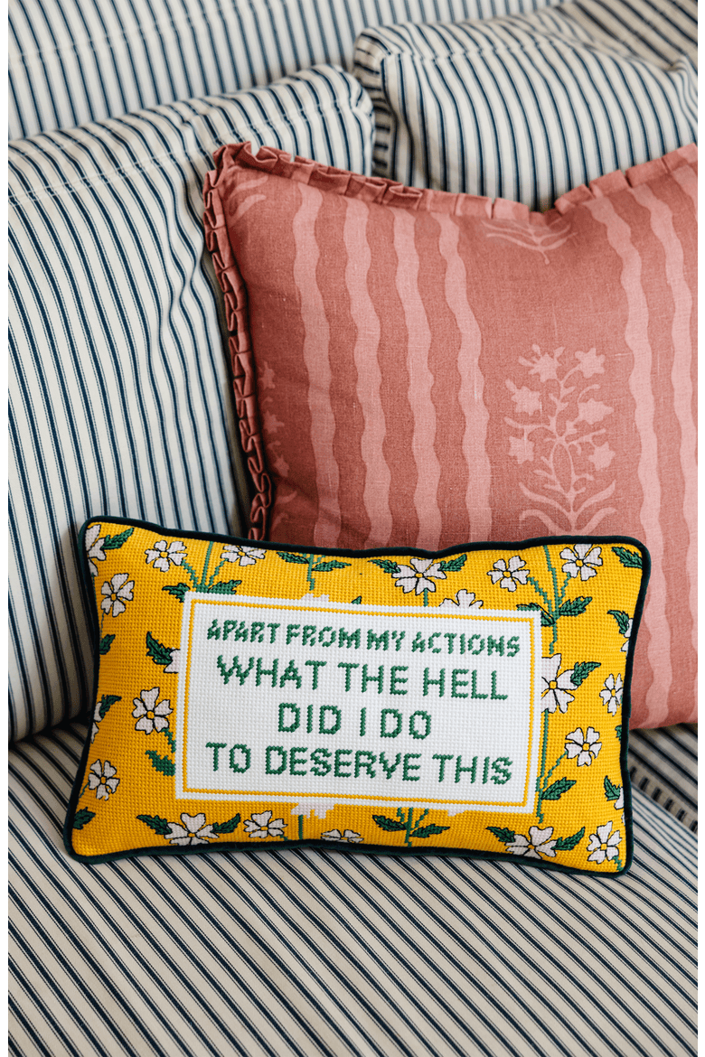 What the Hell Needlepoint Pillow, Alternate, color, What the Hell