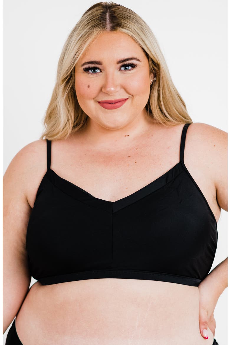 Plus Sized Adjustable Strap Swim Bra, Main, color, Black