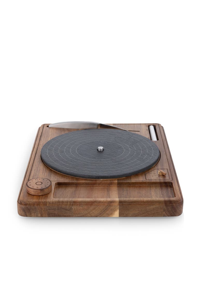 Turntable Acacia and Slate Cheese Board with Knife, Alternate, color, Acacia Wood