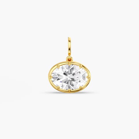 East West Oval Lola Lab Diamond Pendant Charm in 14K