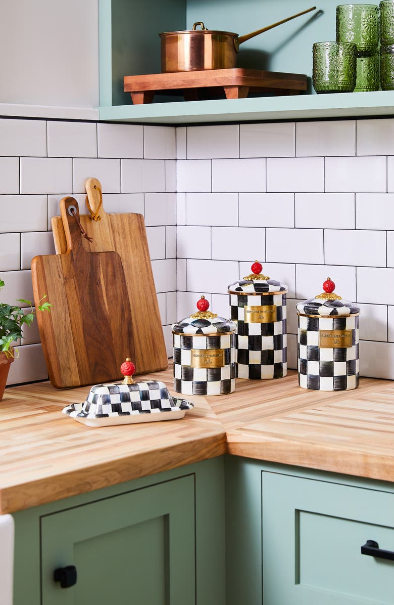 MACKENZIE CHILDS Courtly Check Enamel Canister, Alternate, color,