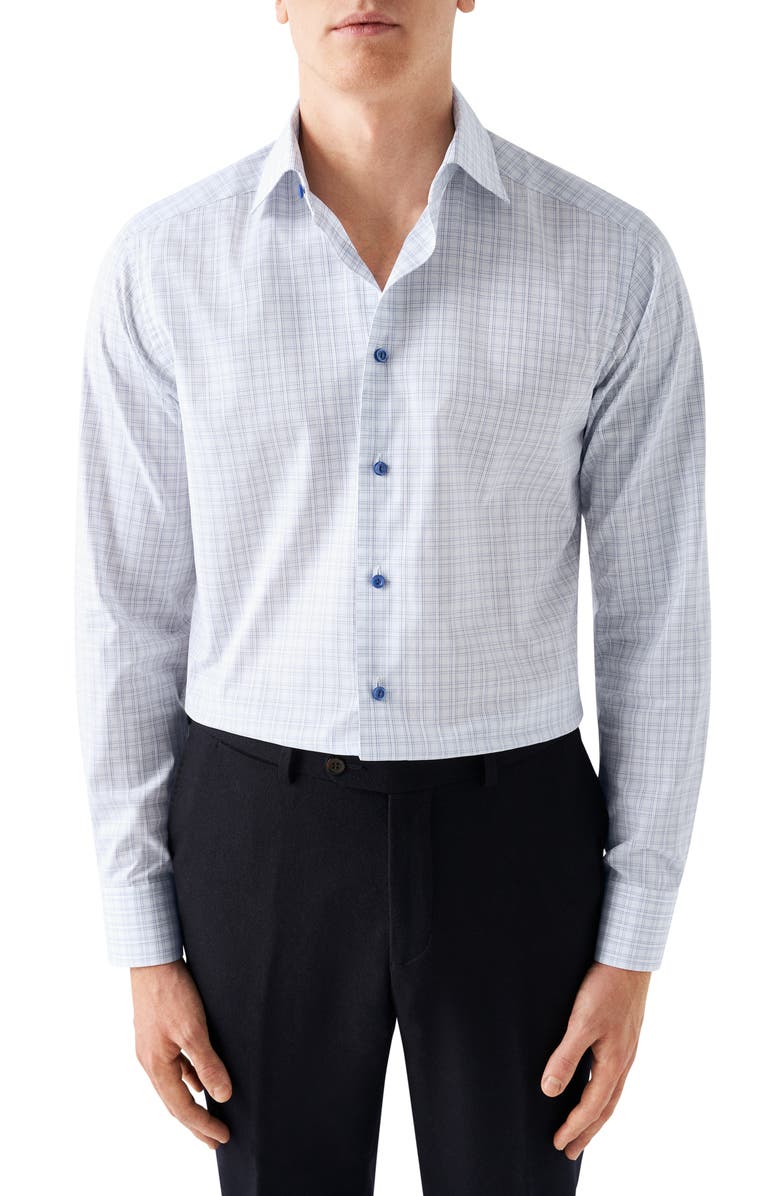 Eton Contemporary Fit Check Dress Shirt, Main, color,