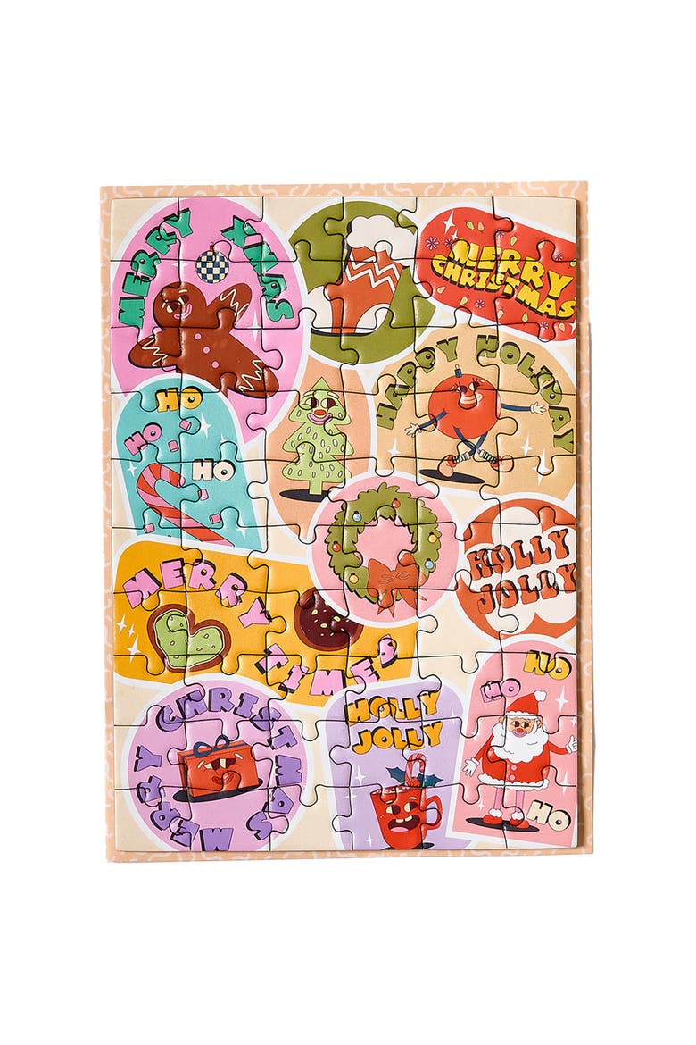 Happy Holiday Greeting Card Jigsaw Puzzle, 6.9 x 5 Inches, Main, color, Multicolored