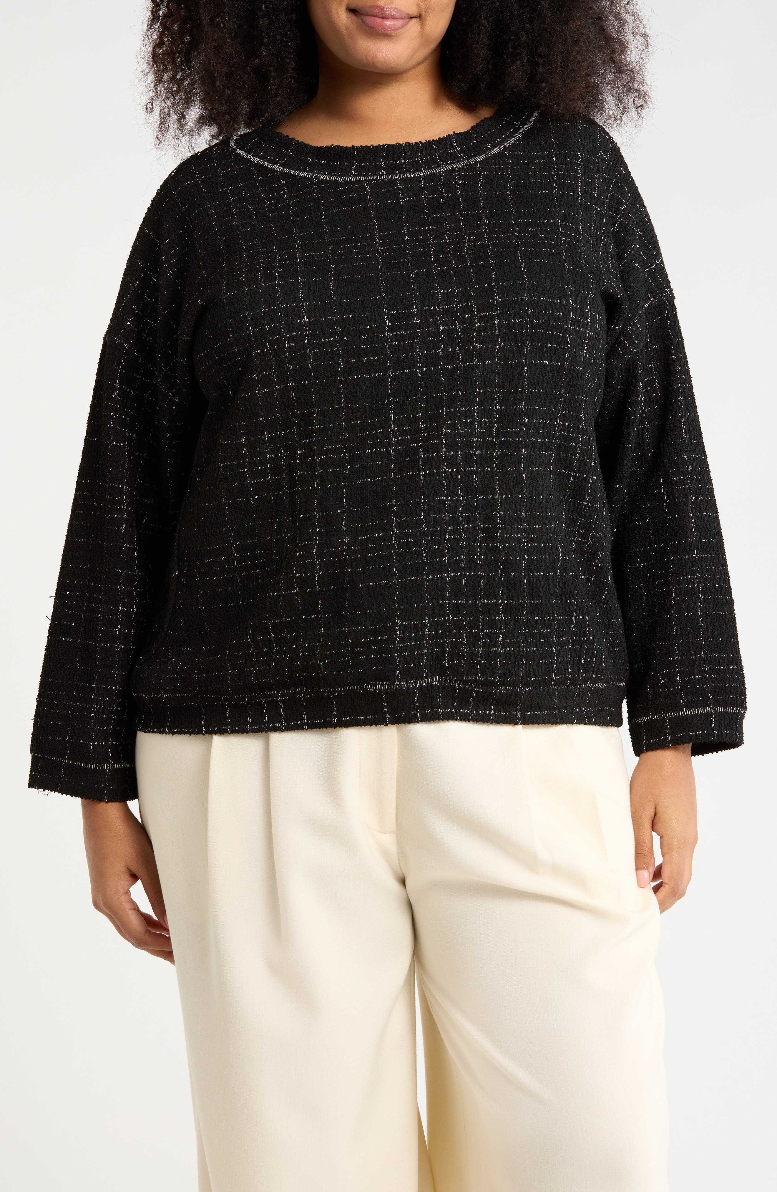 MAX STUDIO Jacquard Crewneck Knit Top