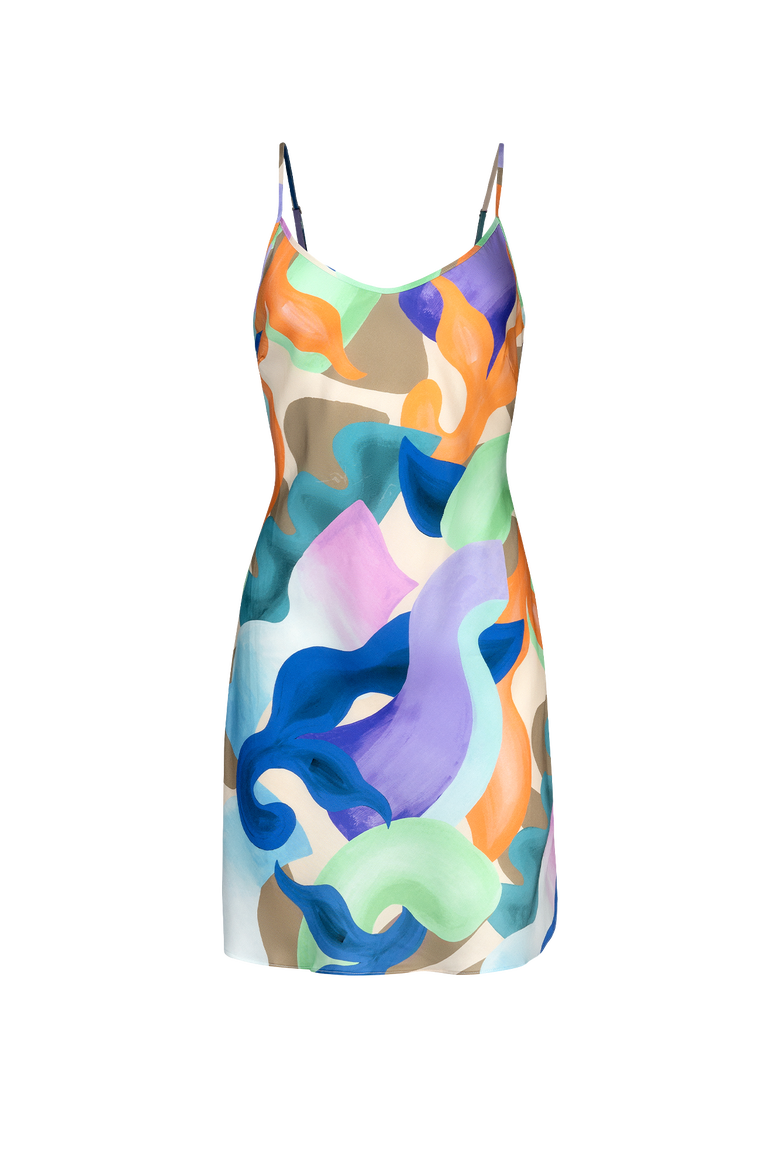 Vision Bias-Cut Printed Slip Mini Dress, Main, color, Forma