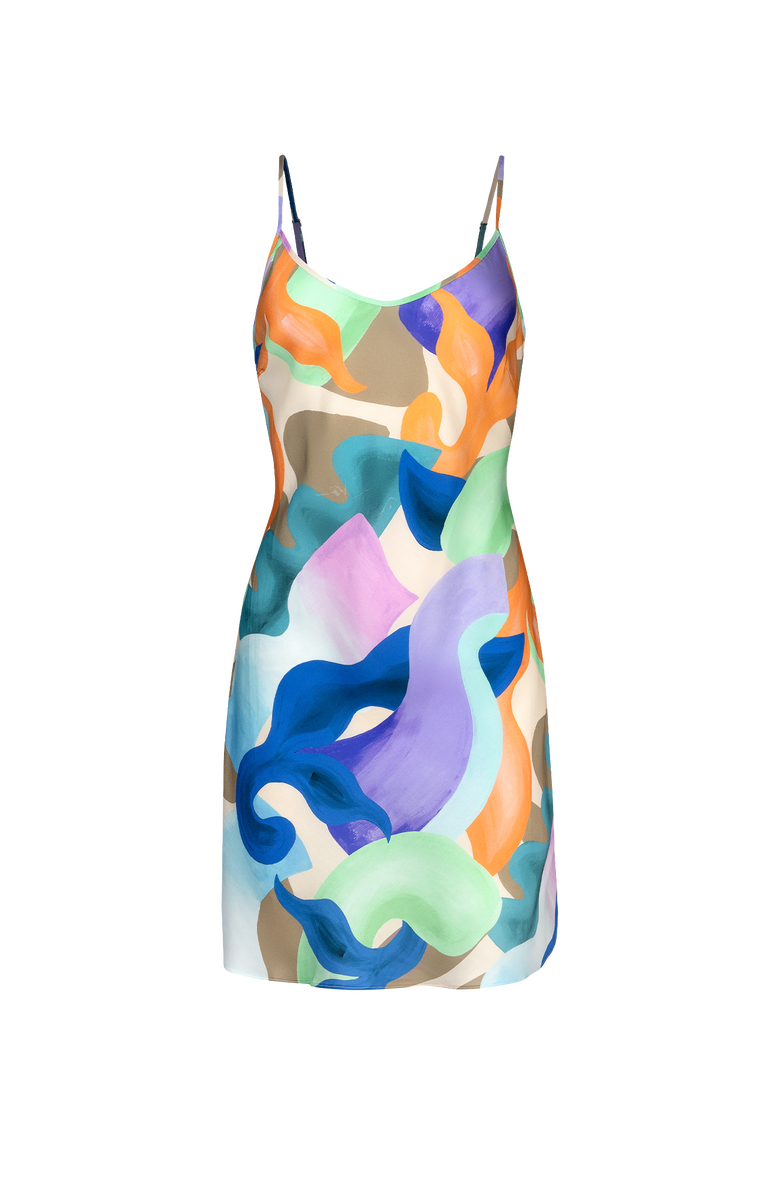 Untitled in Motion Vision Bias-Cut Printed Slip Mini Dress, Main, color, Forma