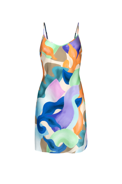 Vision Bias-Cut Printed Slip Mini Dress