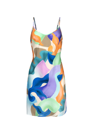 Untitled in Motion Vision Bias-Cut Printed Slip Mini Dress