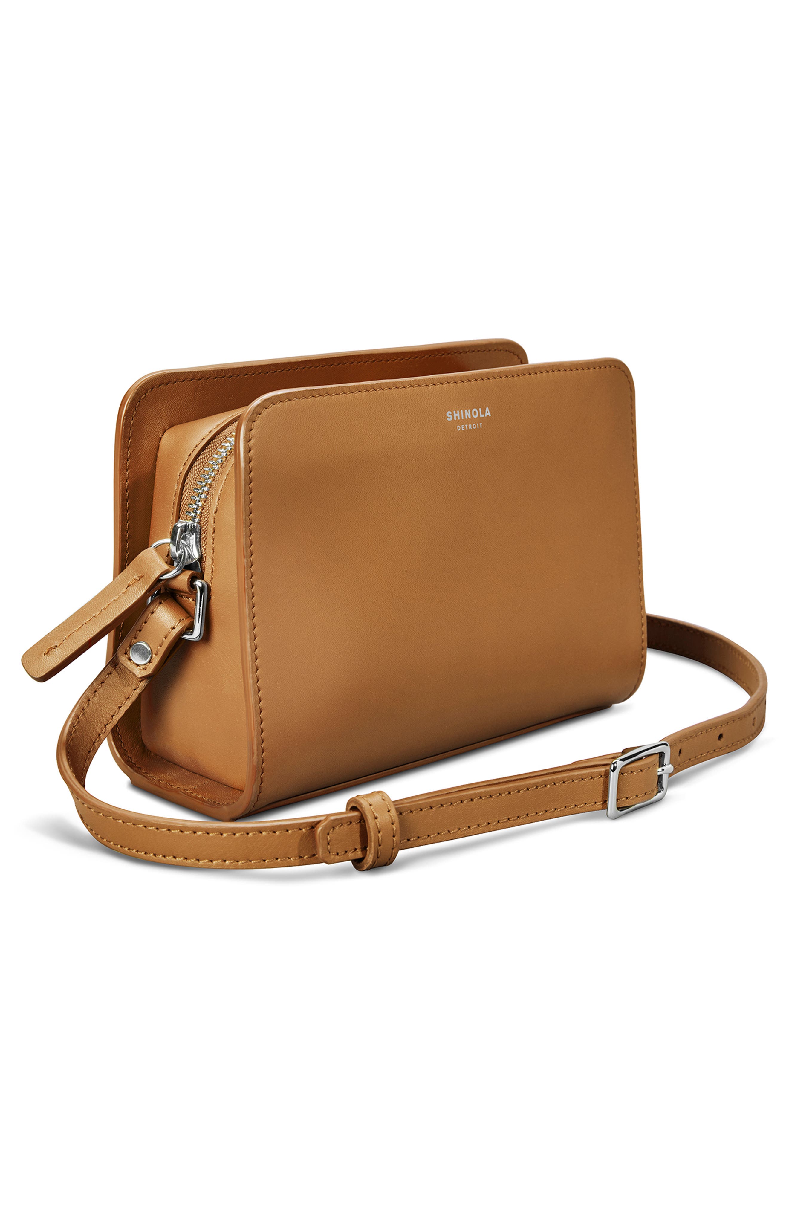 Mini Leather Crossbody Bag, Alternate, color, COGNAC