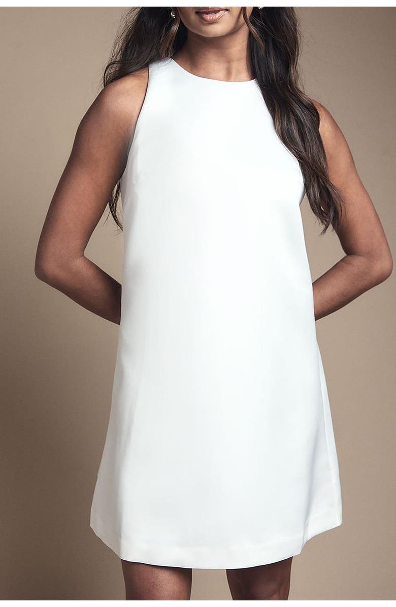 Coast Structured Satin Bridal Mini Dress, Alternate, color, Ivory