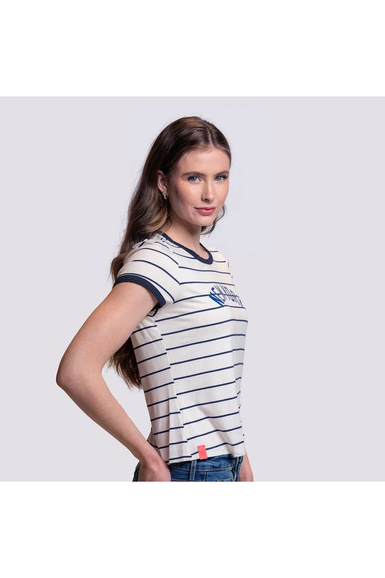Women's Lusso White New York Yankees Natasha Striped T-Shirt, Alternate, color, White