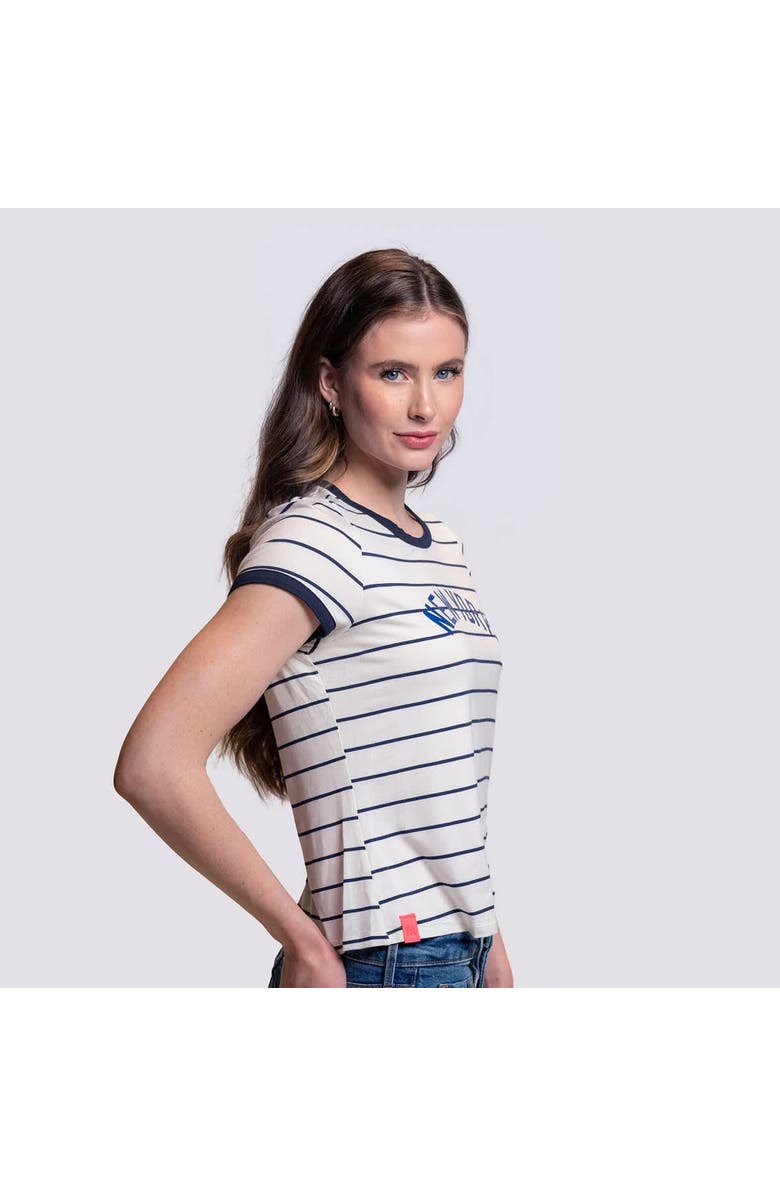 LUSSO Women's Lusso White New York Yankees Natasha Striped T-Shirt, Alternate, color, White