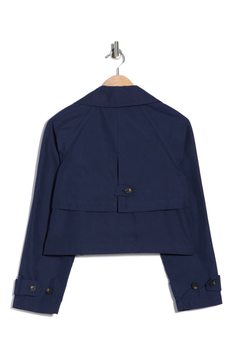 Double Breasted Crop Trench, Alternate, color, TRUE NAVY