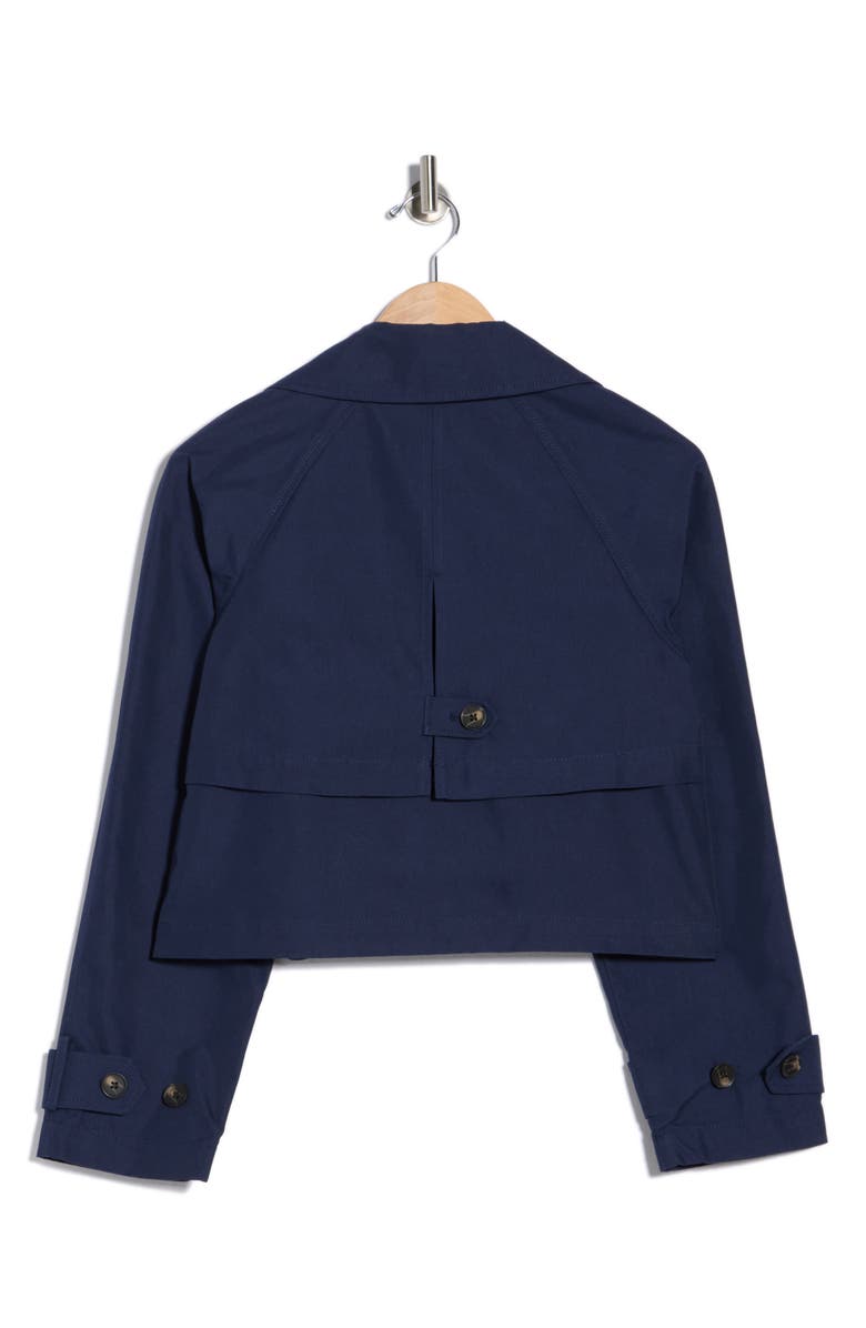 T Tahari Double Breasted Crop Trench, Alternate, color, True Navy