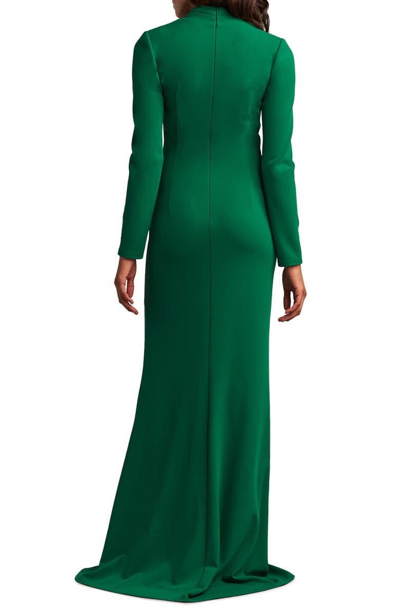 Tadashi Shoji Drape Ruffle Long Sleeve Stretch Crepe Gown, Alternate, color, 