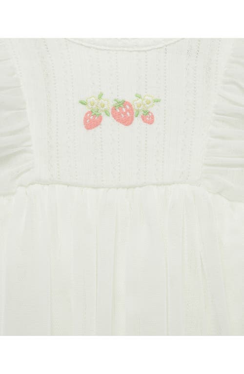 Little Me Strawberry Popover Dress & Headband Set In Ivory