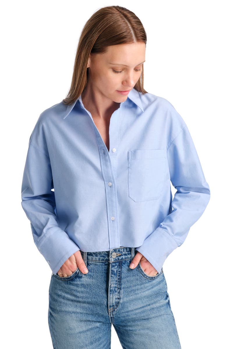 TWP Little Big Joe Boxy Crop Cotton Button-Up Shirt, Alternate, color, Blue