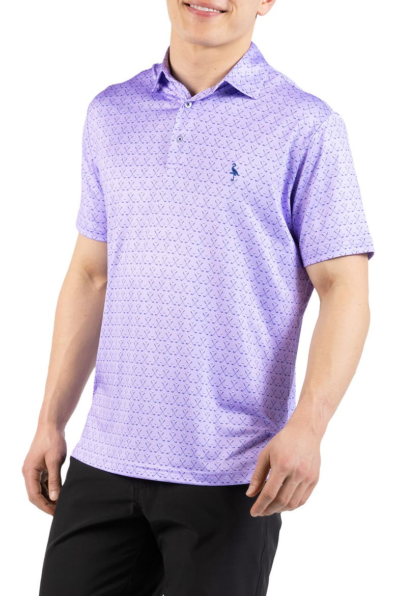 Golf Clubs Print Performance Polo, Alternate, color, LILAC