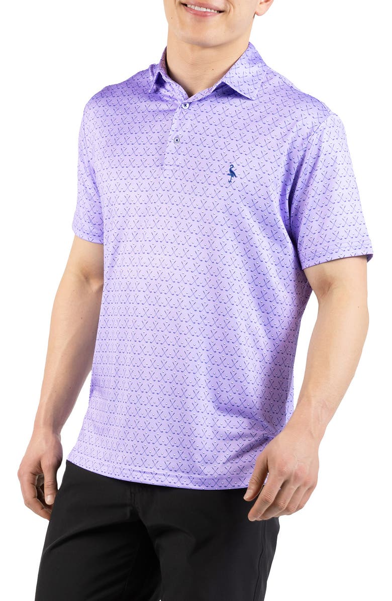 TailorByrd Golf Clubs Print Performance Polo, Alternate, color, Lilac