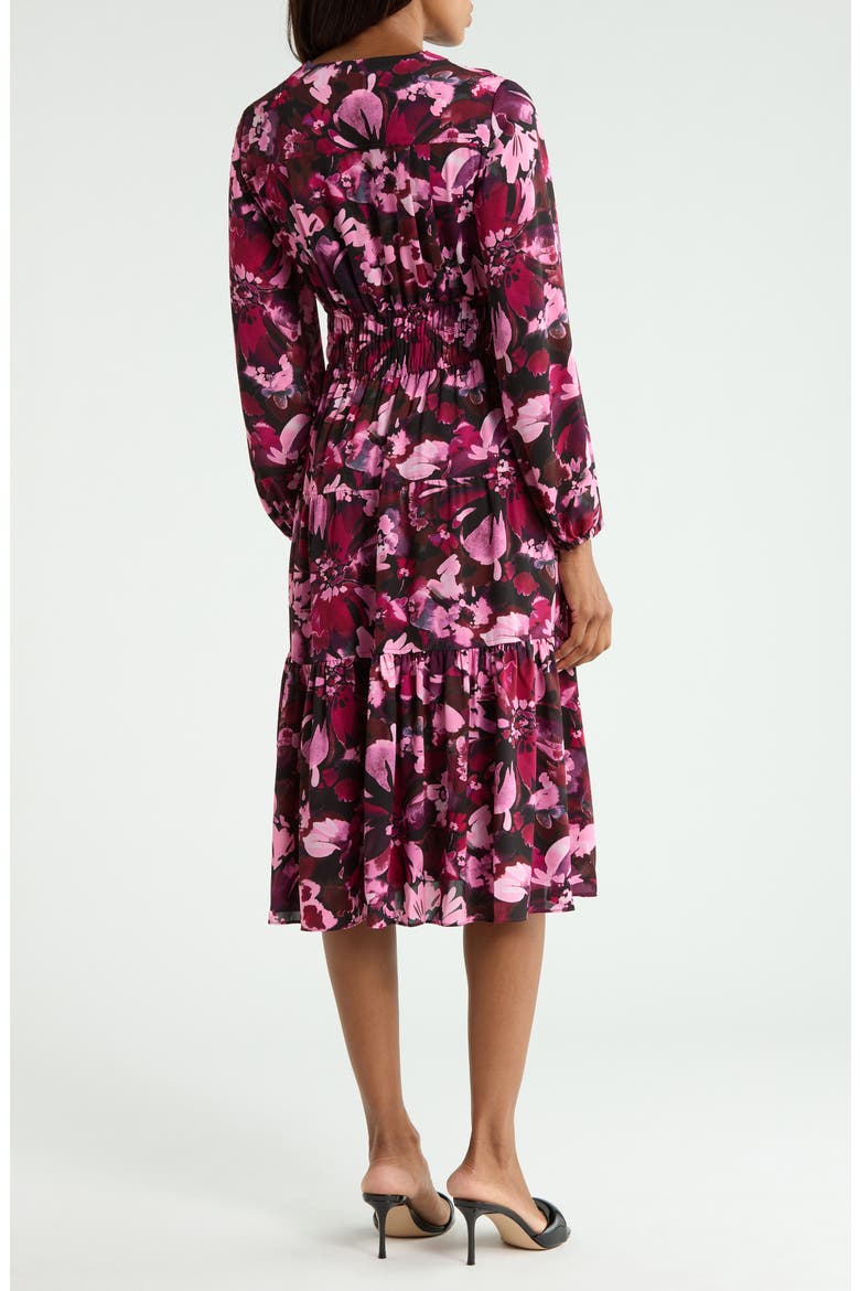 Elsa Printed Long Sleeve Midi Dress, Alternate, color, MULBERRY MULTI GARDEN