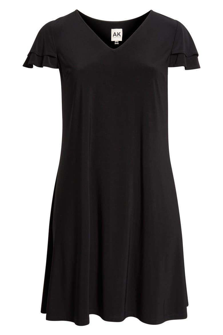 Double Flutter Sleeve A-Line Dress, Alternate, color, ANNE BLACK