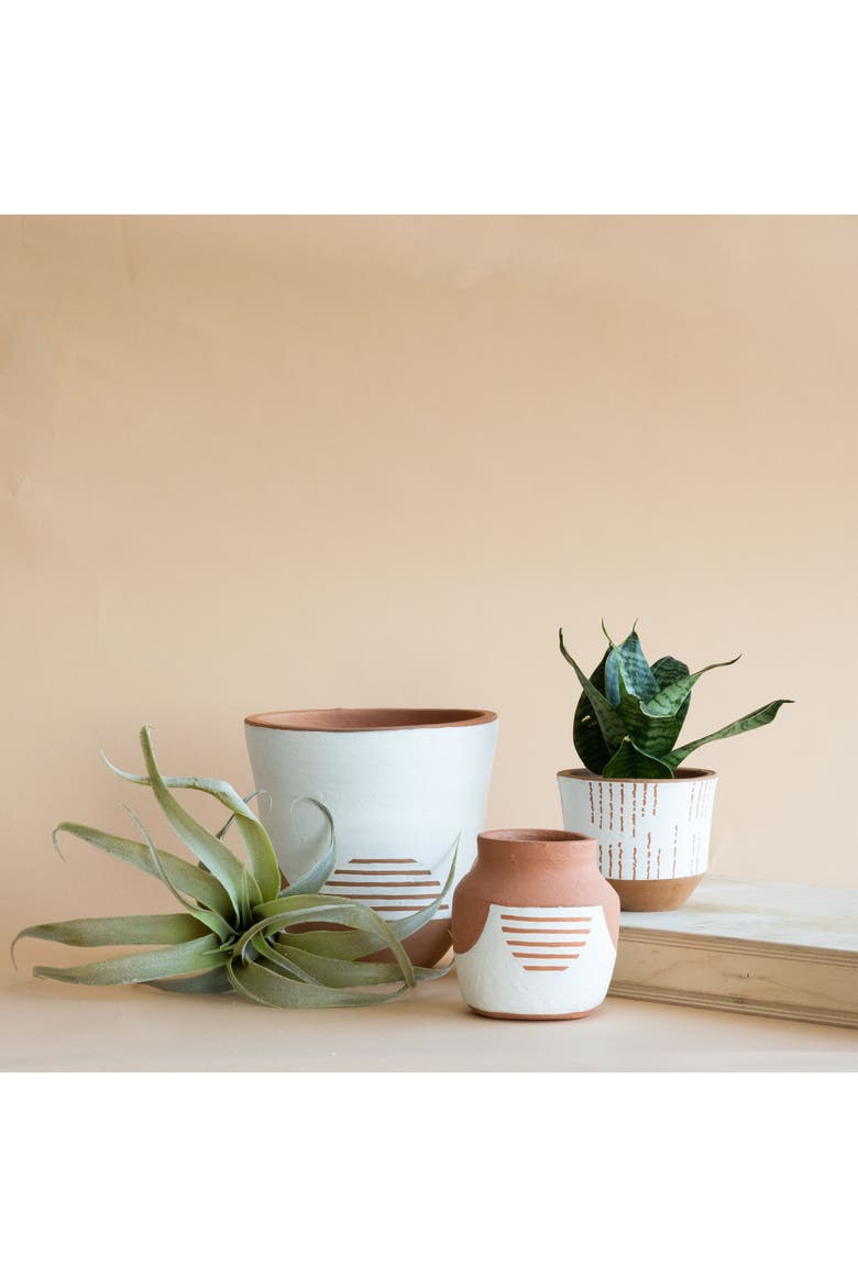 Large Natural Terracotta Painted Planter, Alternate, color, White