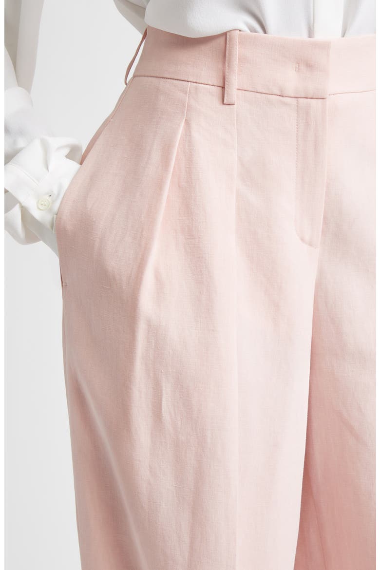 Pleated Linen Wide Leg Pants, Alternate, color, QUARTZ