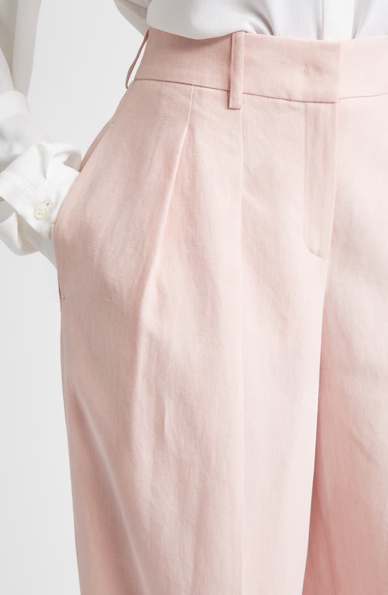 Michael Kors Collection Pleated Linen Wide Leg Pants, Alternate, color, Quartz