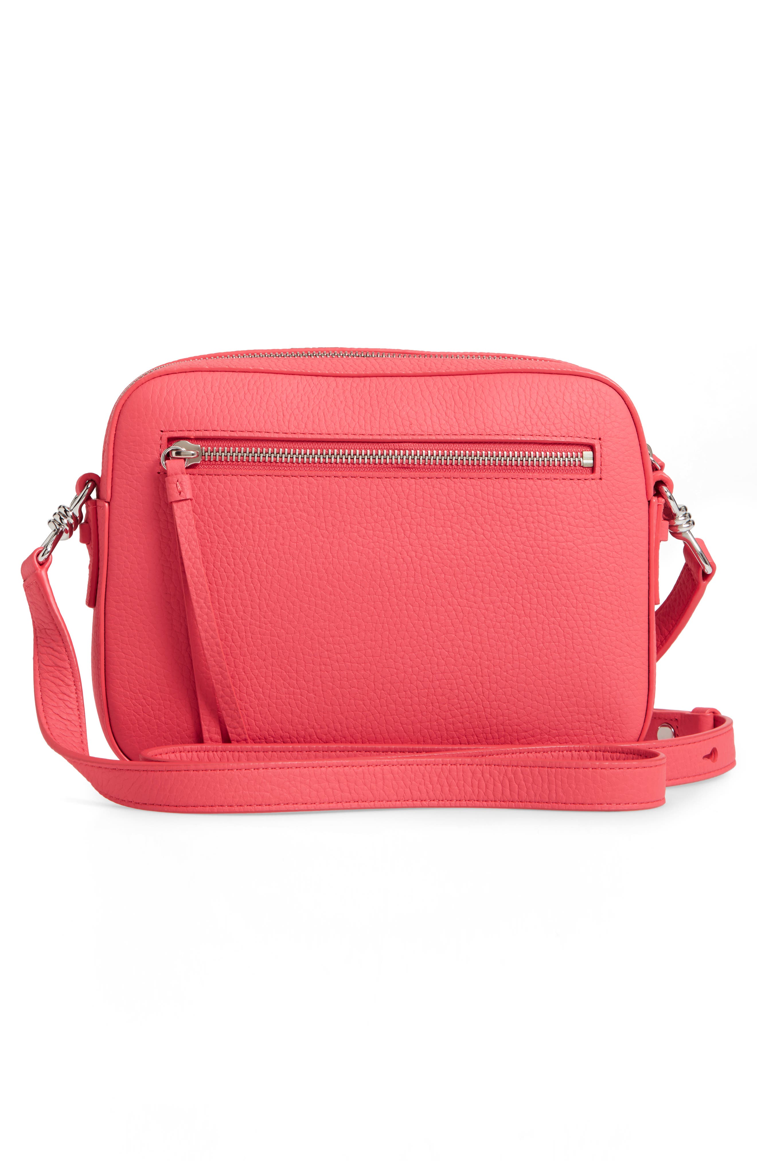 AllSaints Captain Lea Leather Crossbody Bag, Alternate, color, Coral Pink