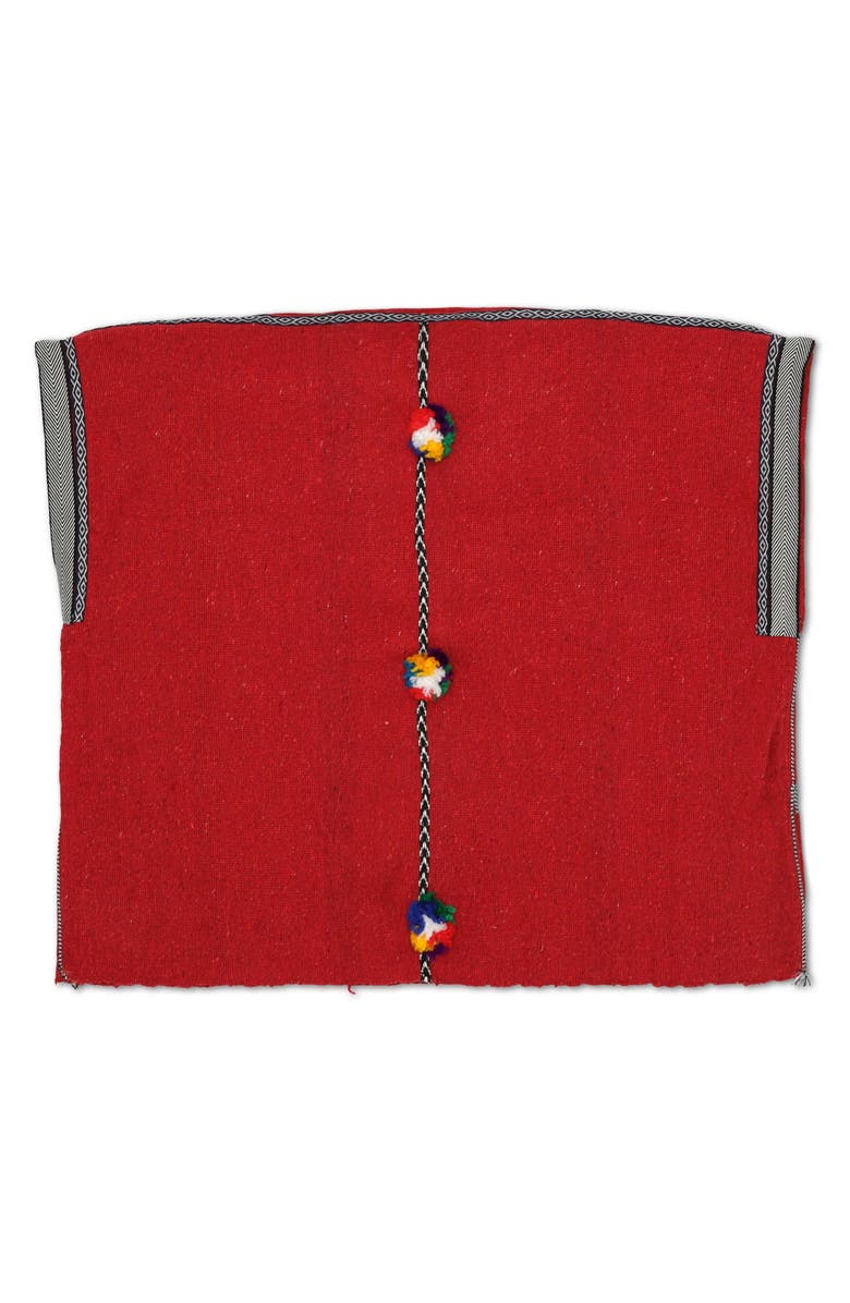 Fortela White Cotton Poncho, Main, color, Red