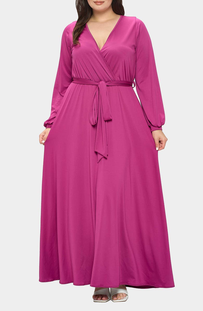 L I V D Espinoza Belted Long Sleeve Jersey Maxi Dress, Alternate, color,