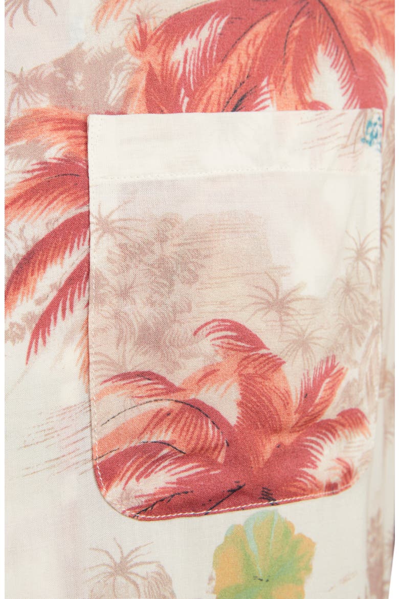 Kanaloa Short Sleeve Button-Up Aloha Shirt, Alternate, color, ECRU