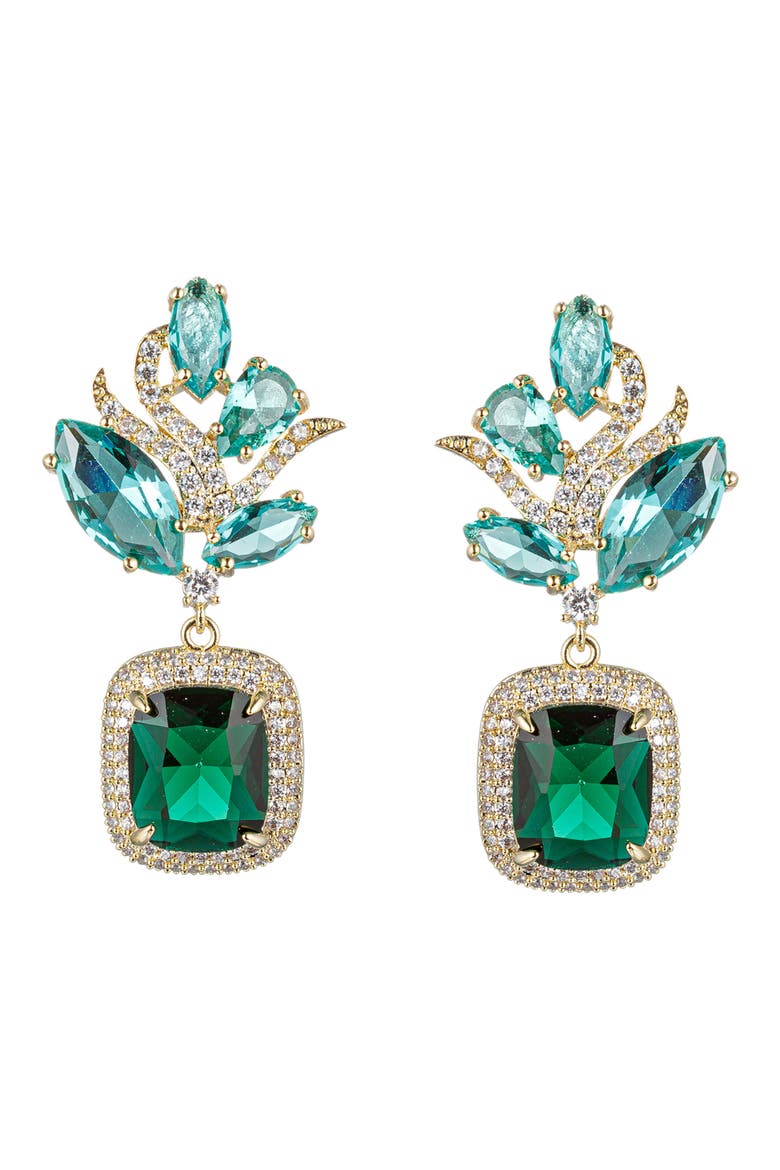 Baroque Statement Drop Earrings, Main, color, GREEN