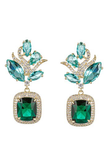 Eye Candy Los Angeles Baroque Statement Drop Earrings In Green