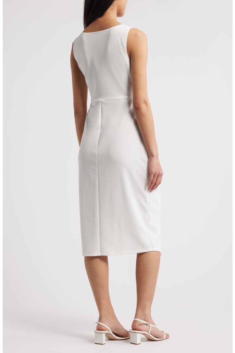 Side Knot Sleeveless Sheath Midi Dress, Alternate, color, IVORY