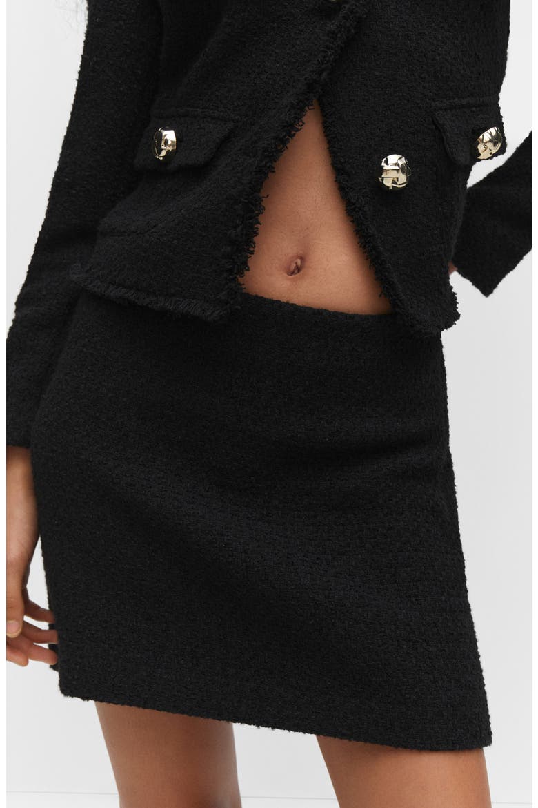 Tweed Miniskirt, Alternate, color, BLACK