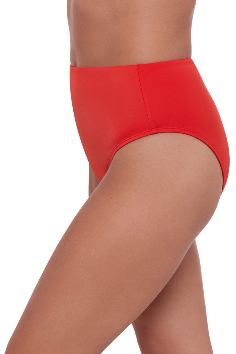 Smoothing and Sculpting Classic High-Waist Swimsuit Bikini Bottoms, Alternate, color, Scarlet