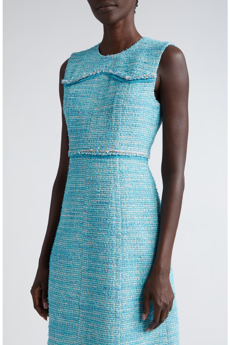 Light Textured Eyelash Tweed A-Line Dress, Alternate, color, DARK TEAL/ SAGE MULTI