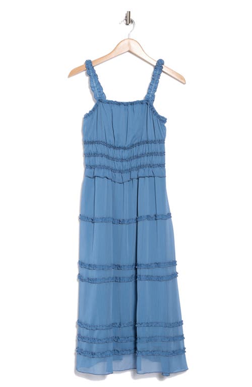 Wishlist Ruffle Tiered Midi Sundress In Coronet Blue