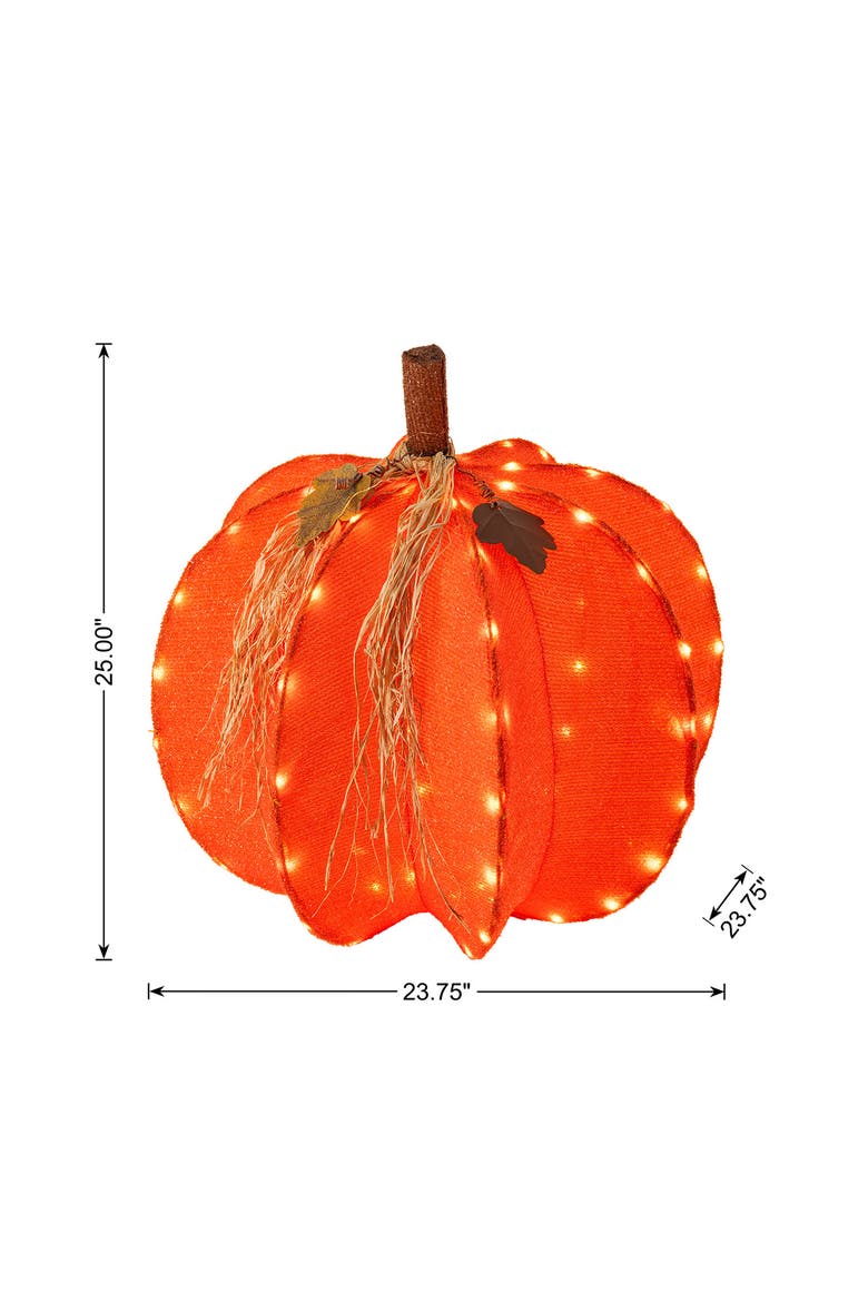 25"H Fall Lighted Foldable Pumpkin Outdoor Decor with Timer, Alternate, color, Orange