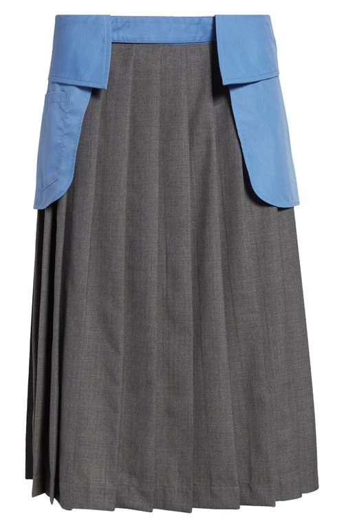 ASHLEY WILLIAMS ASHLEY WILLIAMS SHIRT COLLAR PLEATED VIRGIN WOOL SKIRT