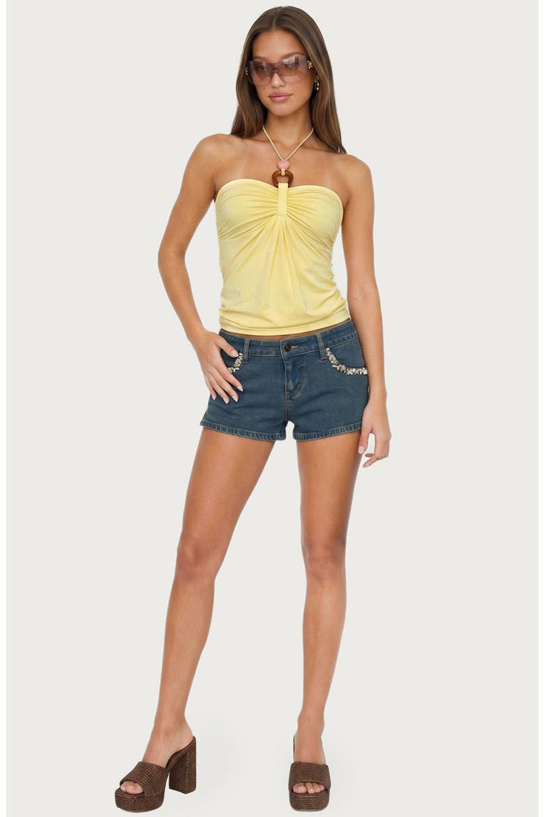 Itzel Ring Draped Halter Top, Alternate, color, YELLOW
