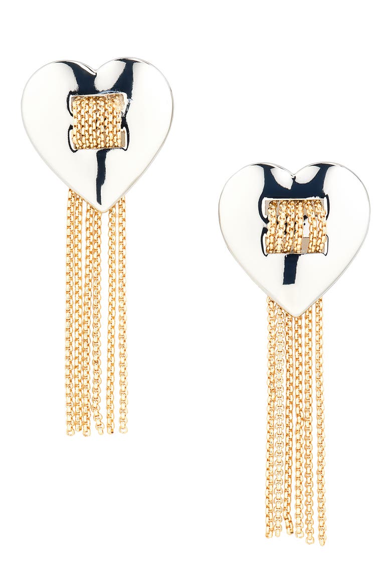 Sweetheart Fringe Drop Earrings, Main, color, DESERT METAL